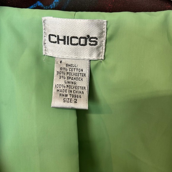 Chico's Floral Print Moto Jacket Full Zip Lightweight Women's Size 2 - Picture 3 of 5